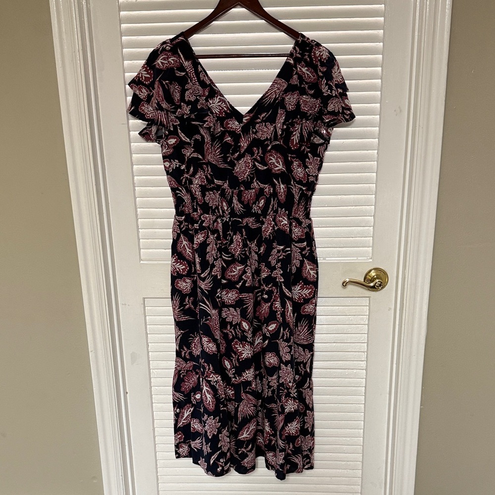 Maurices Black and Pink Floral Midi Dress